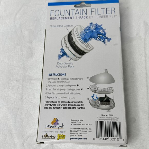 2 Packages Pioneer Pet Fountain Filter 3-Pack Pet Water Fountains 3002 - Picture 4 of 5